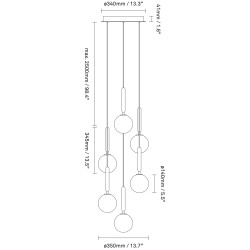 Nuura – Miira 6 pendant, brass and clear glass