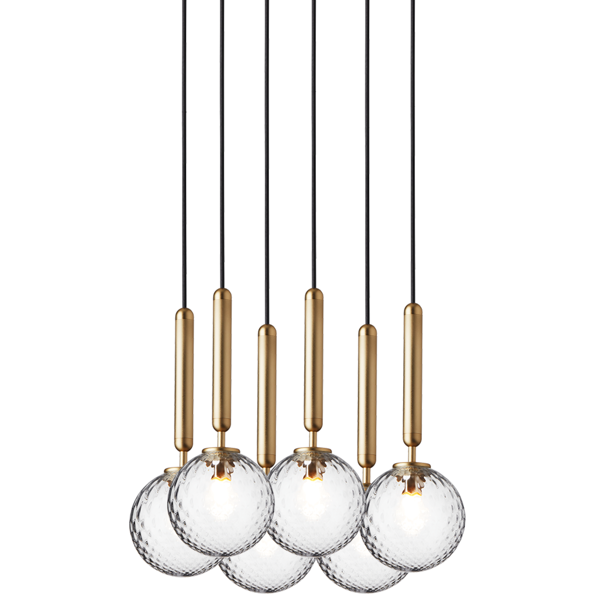 Nuura – Miira 6 pendant, brass and clear glass