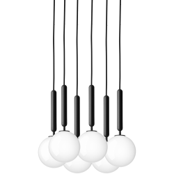 Nuura – Miira 6 pendant, rock grey and white opal glass