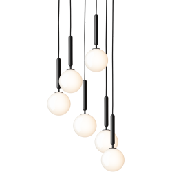 Nuura – Miira 6 pendant, rock grey and white opal glass