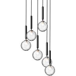 Nuura – Suspension Miira 6, rock grey et verre transparent