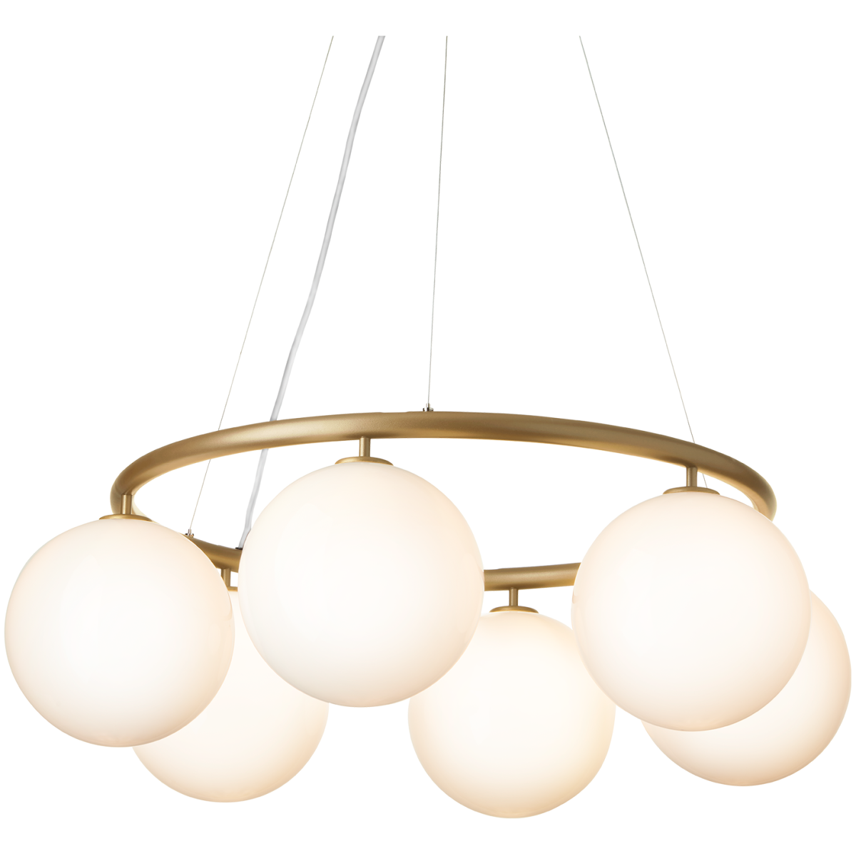 Nuura – Miira 6 Circular pendant, brass and white opal glass