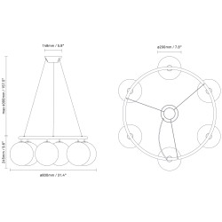 Nuura – Suspension Miira 6 Circular, laiton et verre transparent