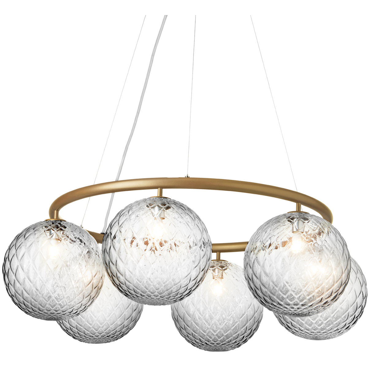 Nuura – Miira 6 Circular pendant, brass and clear glass