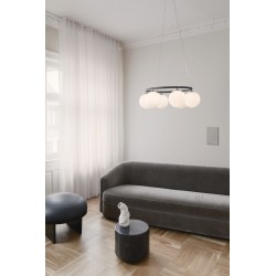 Nuura – Miira 6 Circular pendant, rock grey and white opal glass