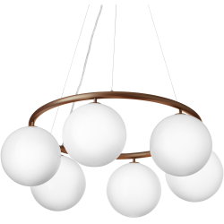 Nuura – Suspension Miira 6 Circular, dark bronze et verre opal blanc