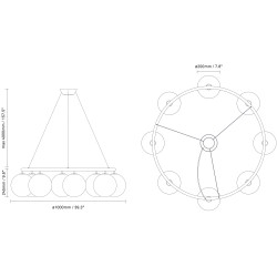 Nuura – Suspension Miira 8 Circular, laiton et verre transparent