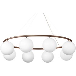 Nuura – Suspension Miira 8 Oval, dark bronze et verre opal blanc