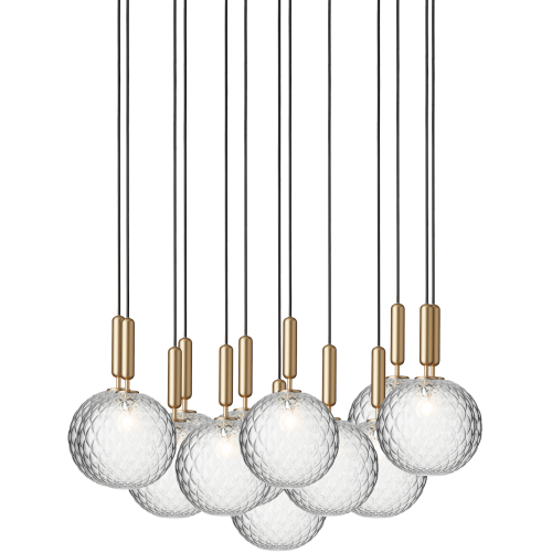 Nuura – Miira 13 Large pendant, brass and clear glass