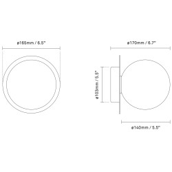 Nuura – Applique / Plafonnier Liila 1 Medium, noir et verre transparent