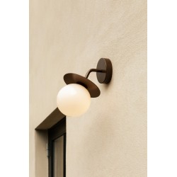 Nuura – Liila Outdoor wall lamp, dark bronze and white opal glass