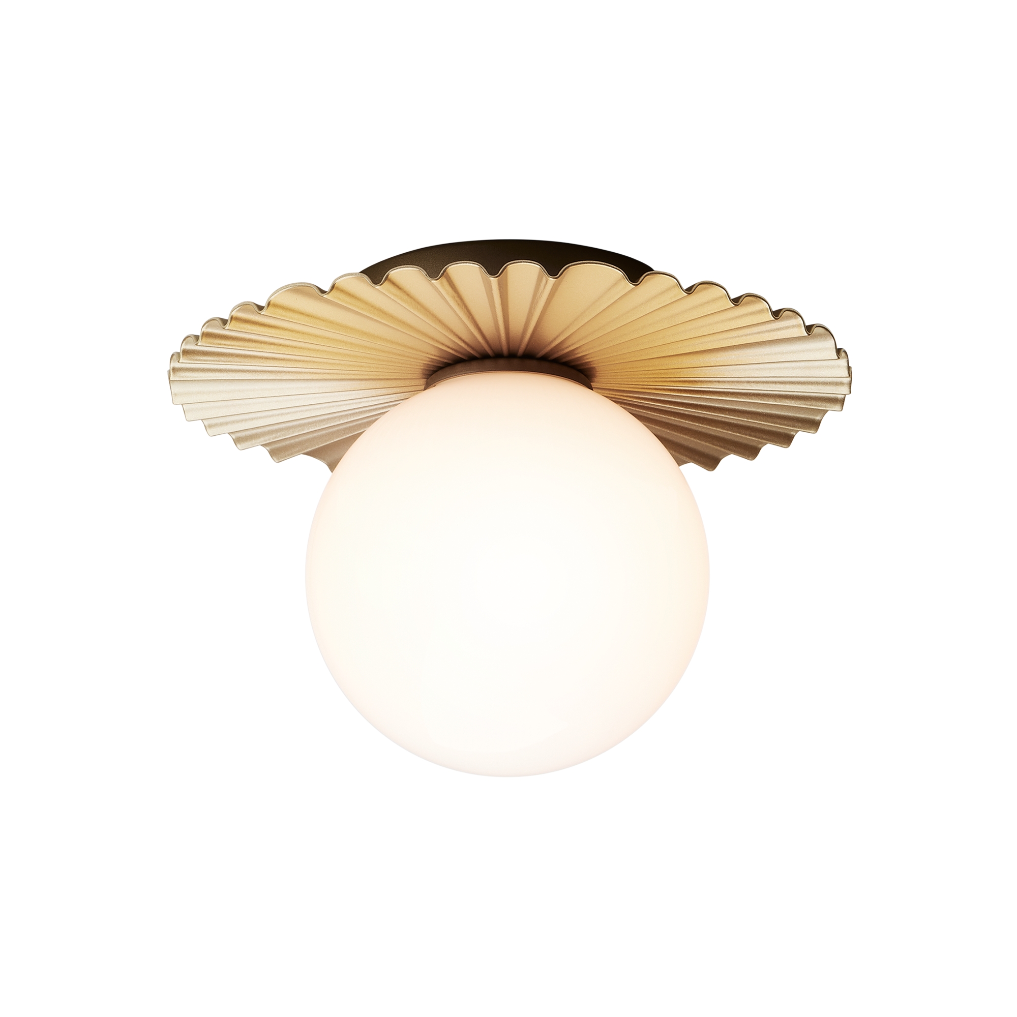 Nuura – Applique / Plafonnier Liila Muuse Small, nordic gold et verre opal blanc