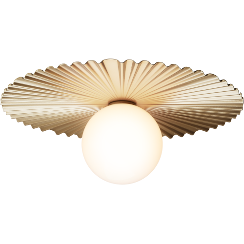 Nuura – Liila Muuse Small wall / ceiling lamp, nordic gold and white opal glass