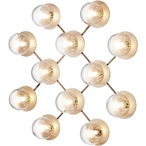 Nuura – Liila 12 wall / ceiling lamp, nordic gold and clear glass