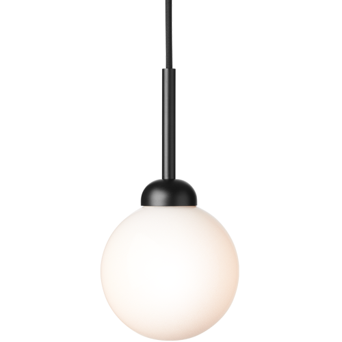 Nuura – Suspension Apiales 1 noir satiné et verre opal blanc