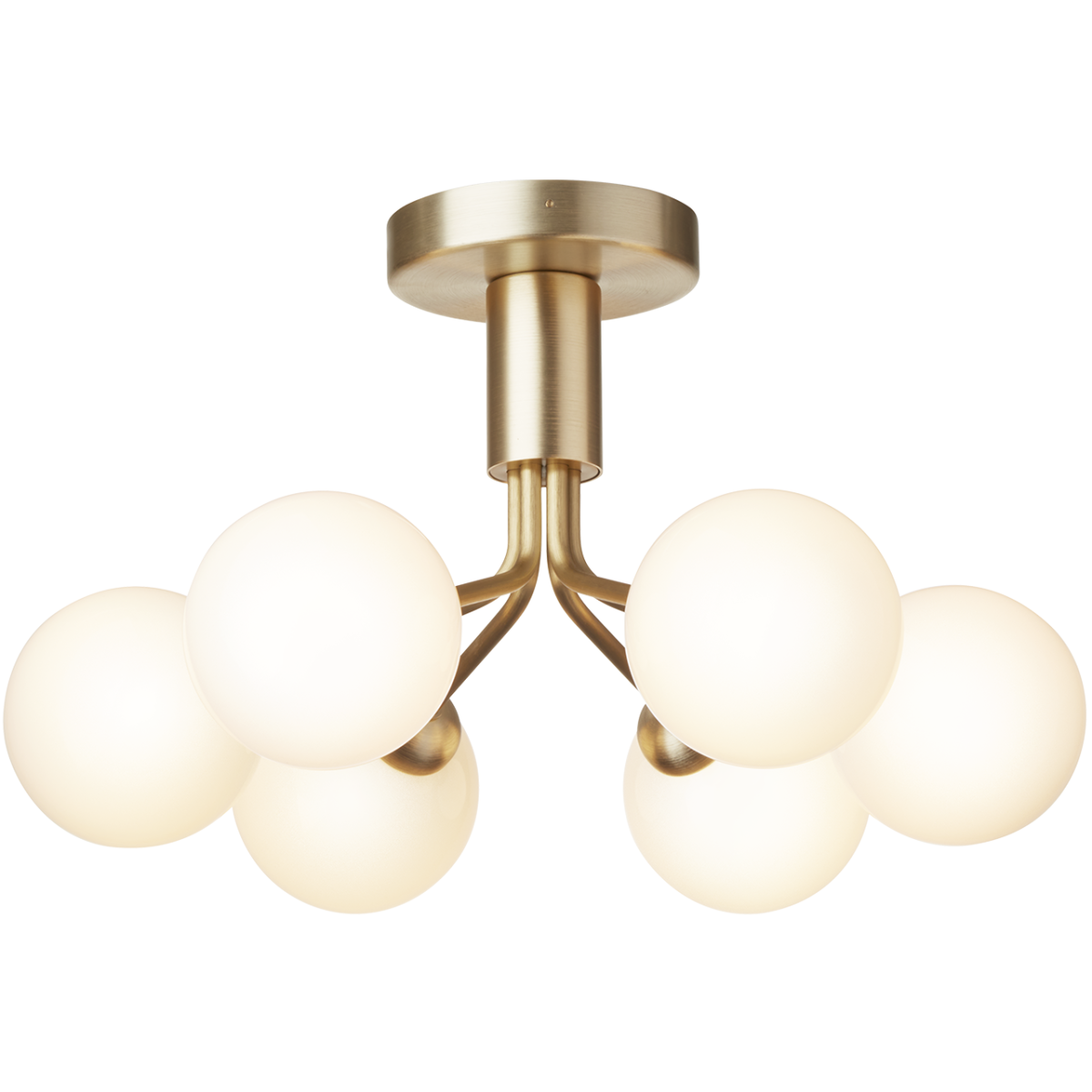 Nuura – Apiales 6 ceiling lamp, brushed brass and white opal glass