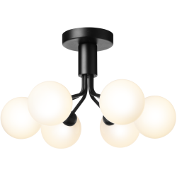 Nuura – Plafonnier Apiales 6, noir satiné et verre opal blanc