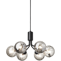 Nuura – Apiales 6 pendant, satin black and clear glass