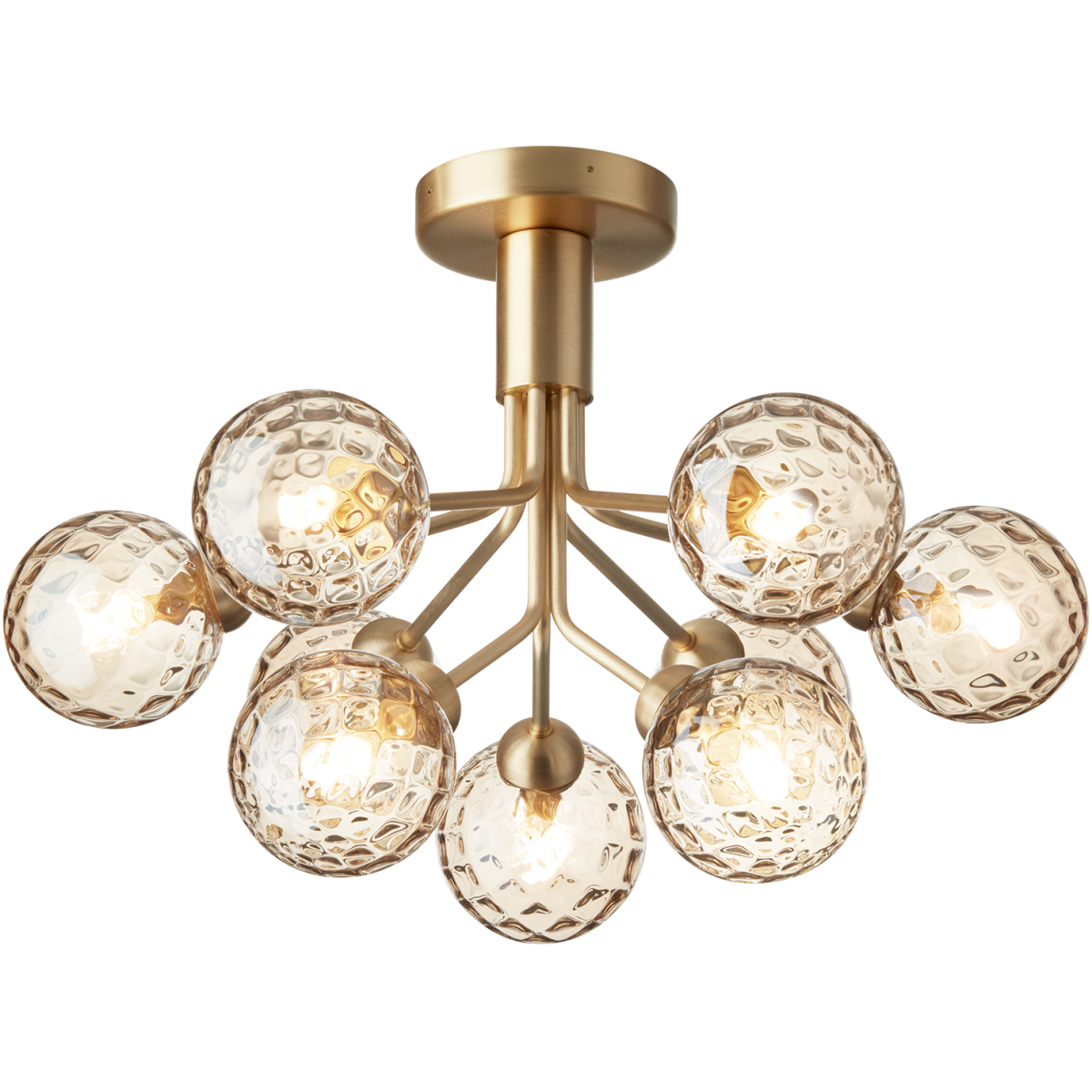 Nuura – Apiales 9 ceiling lamp, brushed brass and clear glass