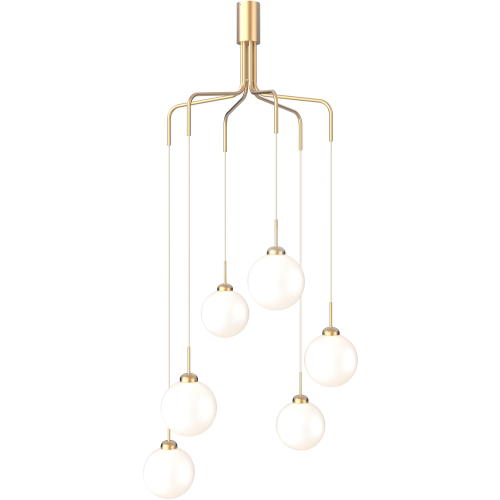 Nuura – Apiales Cluster chandelier, brushed brass and white opal glass