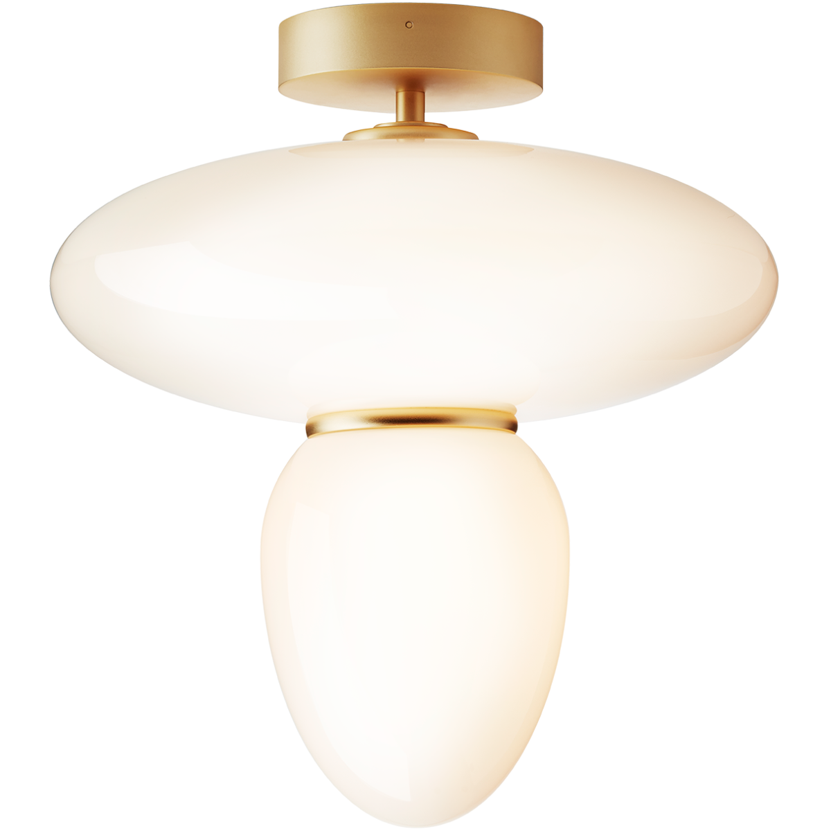 Nuura – Rizzatto 42 ceiling lamp, satin brass and white opal glass