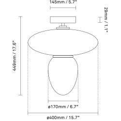 Nuura – Plafonnier Rizzatto 42, argent satiné et verre opal blanc