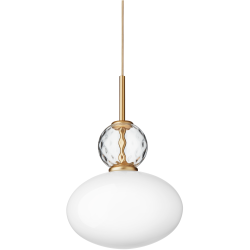 Nuura – Suspension Rizzatto 32, laiton satiné et verre opal blanc