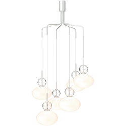 Nuura – Rizzatto Cluster chandelier, satin silver and white opal glass