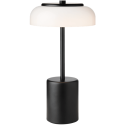 Nuura – Lampe de table portable Blossi Mini, noir et verre opal blanc