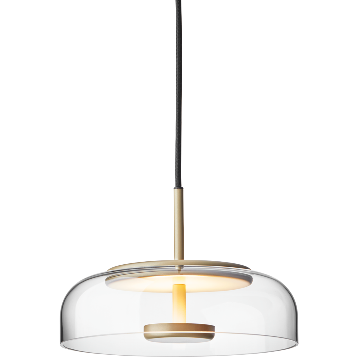 Nuura – Blossi 1 pendant, nordic gold and clear glass