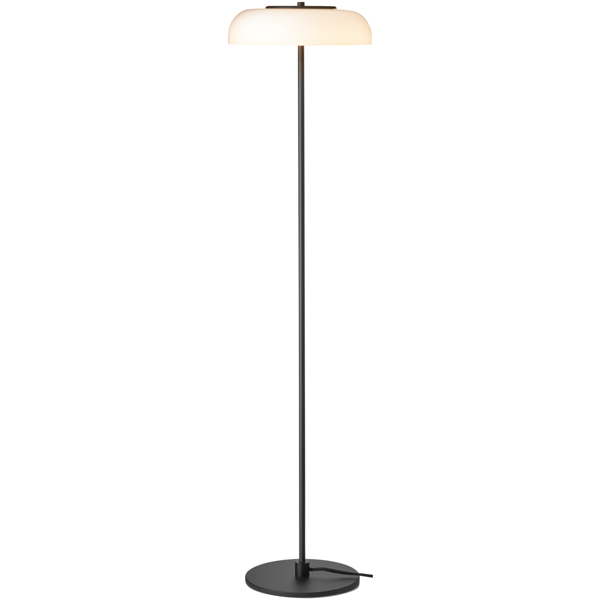 Nuura – Lampadaire Blossi, noir et verre opal blanc