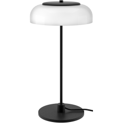 Nuura – Lampe de table Blossi, noir et verre opal blanc