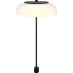 Nuura – Lampe de table Blossi à tige, noir et verre opal blanc