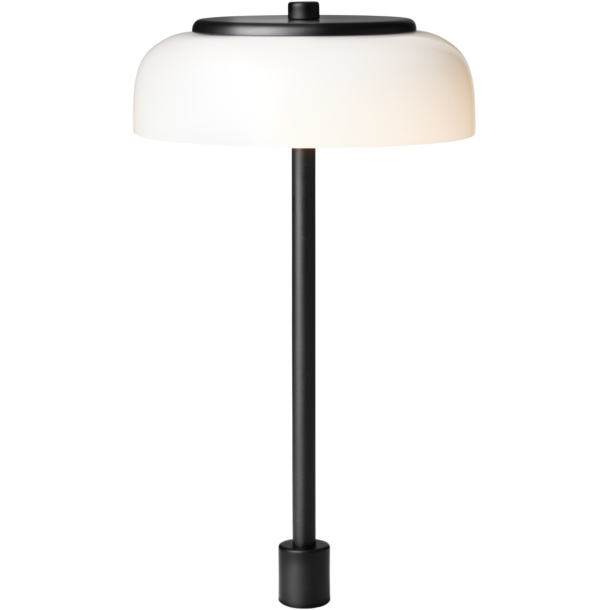 Nuura – Lampe de table Blossi à tige Small, noir et verre opal blanc