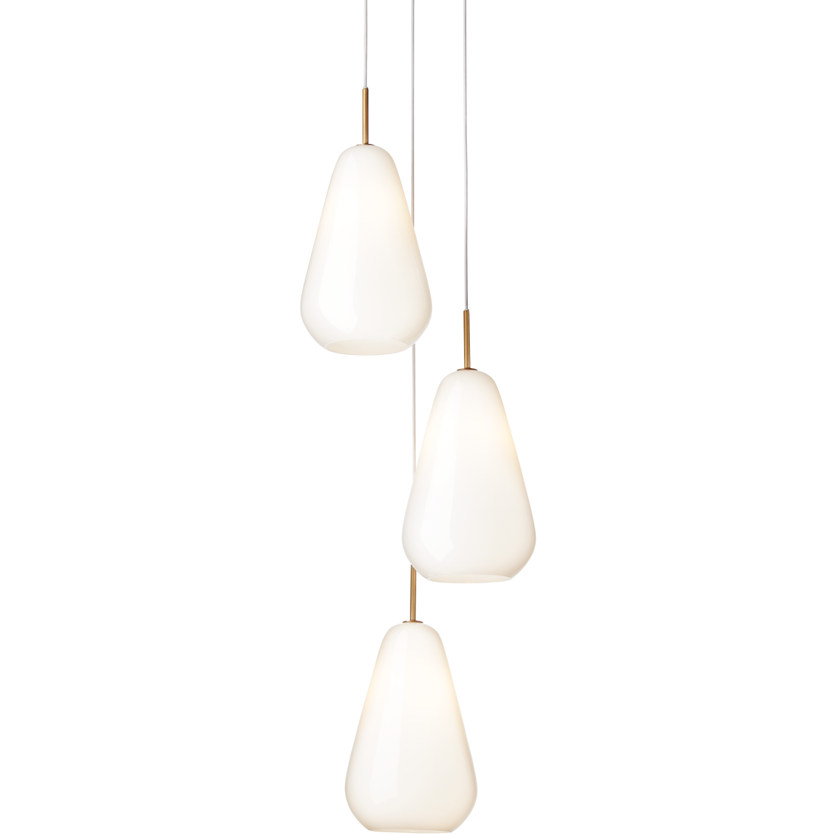 Nuura – Anoli 3 pendant, nordic gold and white opal glass