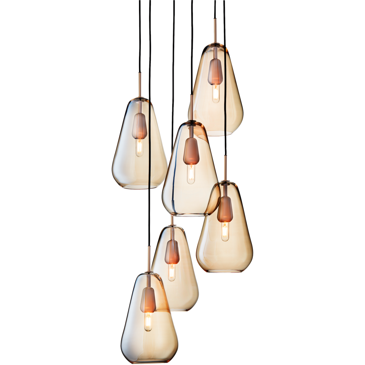 Nuura – Anoli 6 pendant, nordic gold and gold glass