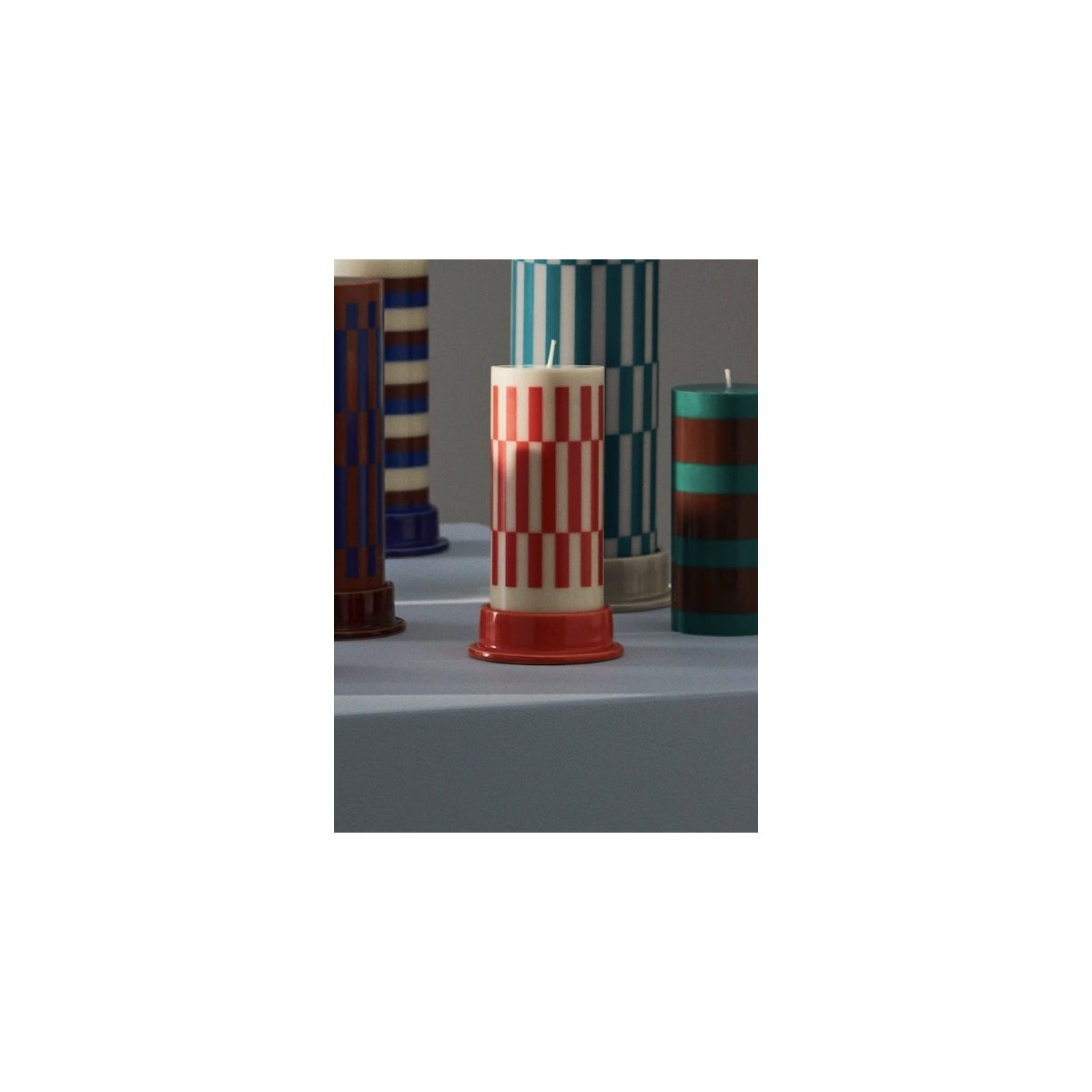 Column candle small - off-white and red + + candle holder Column warm red - HAY