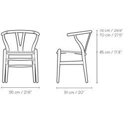 Carl Hansen & Søn – Chaise CH24, hêtre noir et corde de papier naturelle