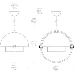 Gubi – Multi-Lite Small Ø25,5 cm pendant, brass and white semi matt