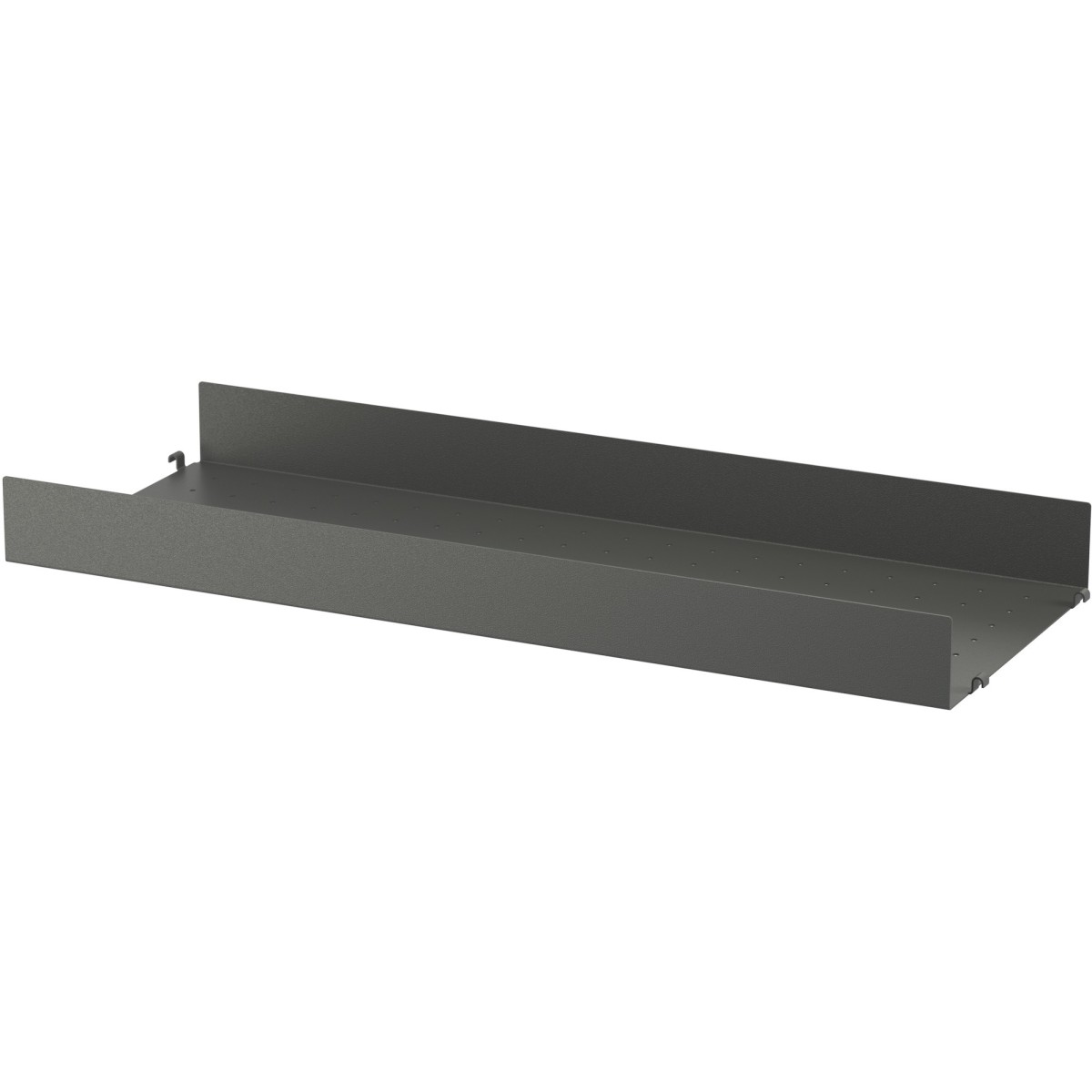 String Furniture – Metal shelf high edge 78x30cm, dark grey