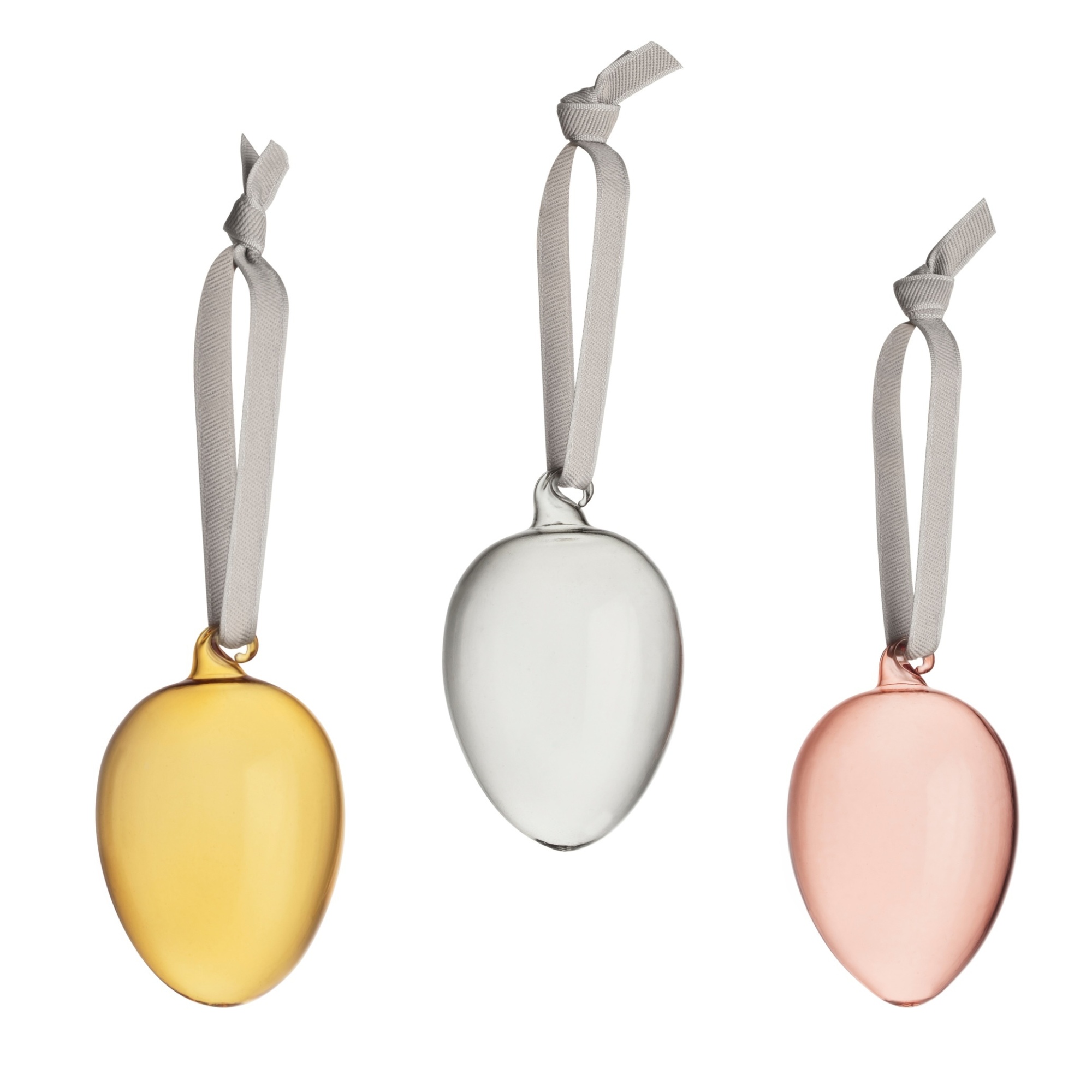 Glass egg 60 mm 3-set mix warm yellow, stunning grey and elegant powder - Iittala