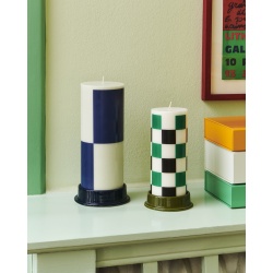 Column candle large - milky green and dark blue - HAY