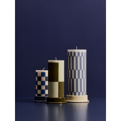 bougie Column grande - bleu ciel et bleu dusty check - HAY