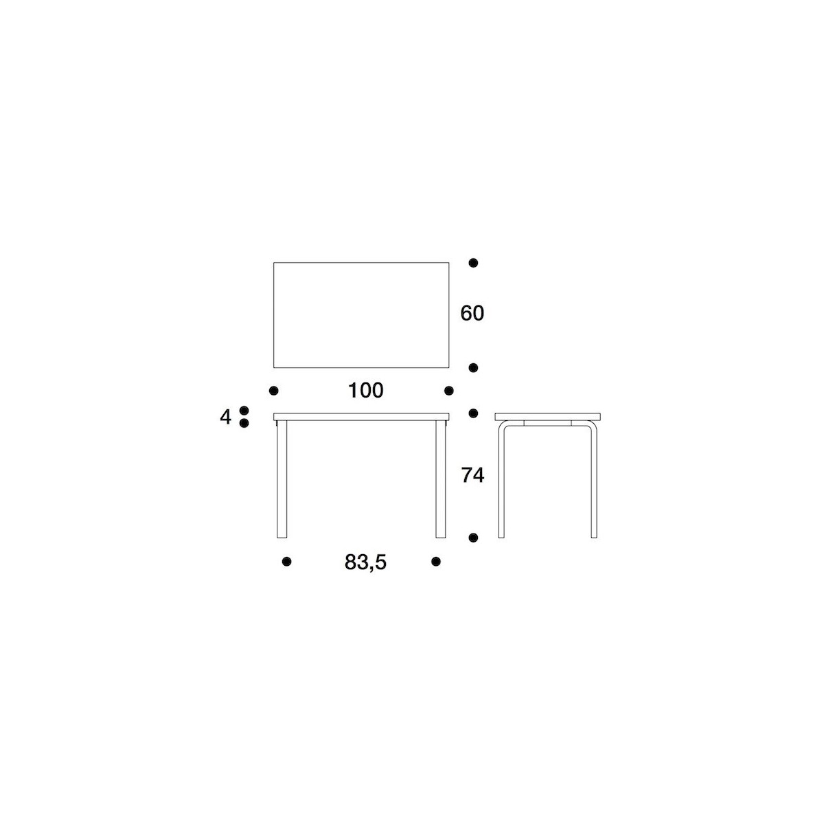 100x60cm - table 80B - Artek