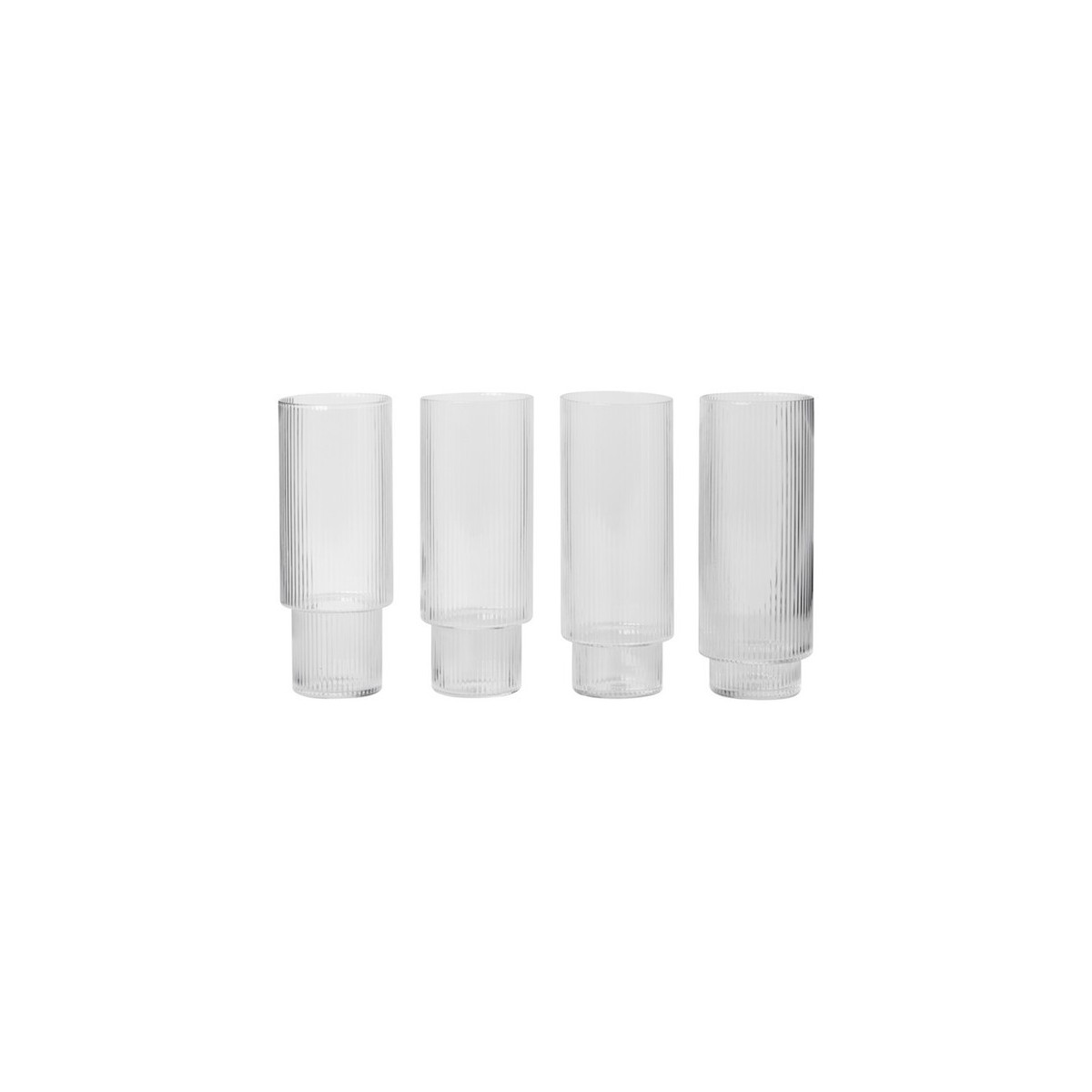 4 x clear long drink glasses Ripple - Ferm Living