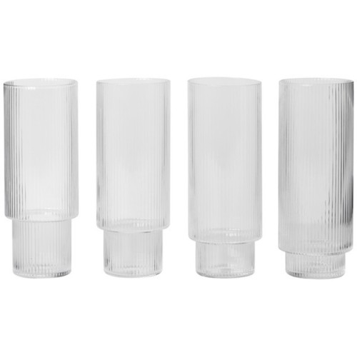 4 x clear long drink glasses Ripple - Ferm Living