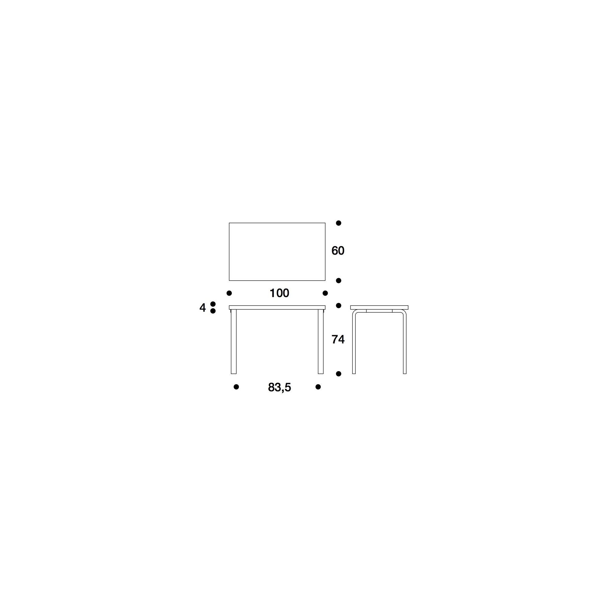 100x60cm - table 80B blanche - Artek