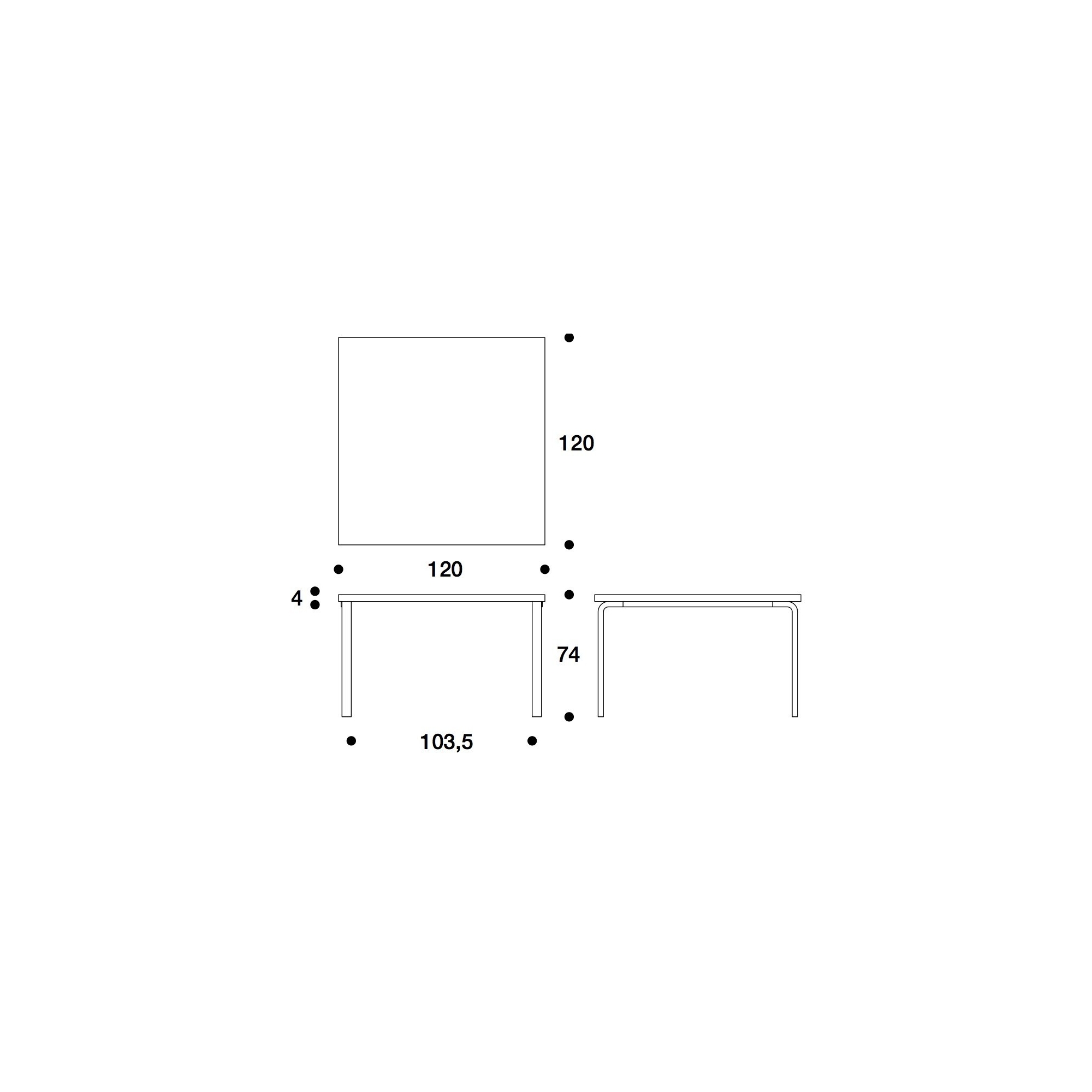 120x120cm - table 84 blanche