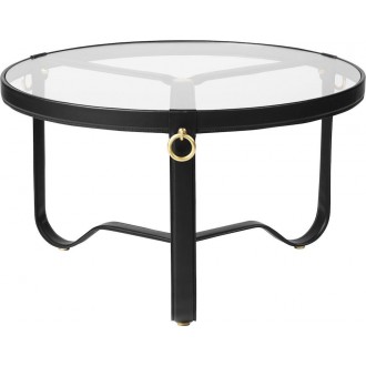 black leather - Ø70cm - Adnet coffee table