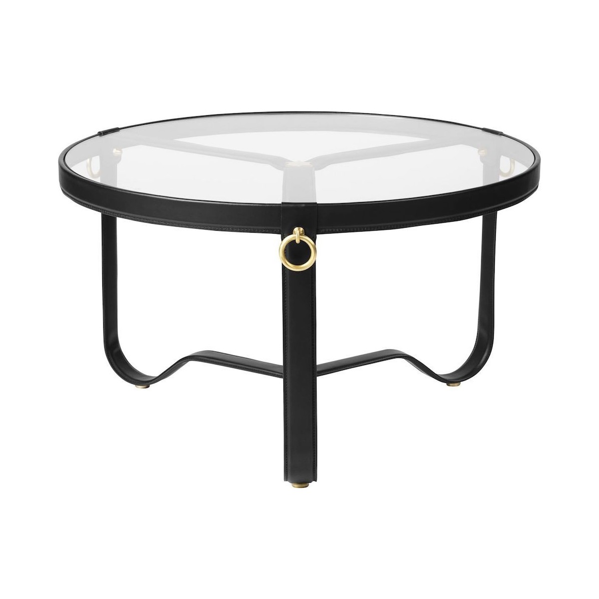 black leather - Ø70cm - Adnet coffee table